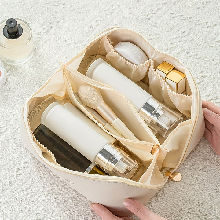 Stijlvolle make-up reistas voor dames, compacte organizer met rits voor al je cosmetica en beauty benodigdheden.