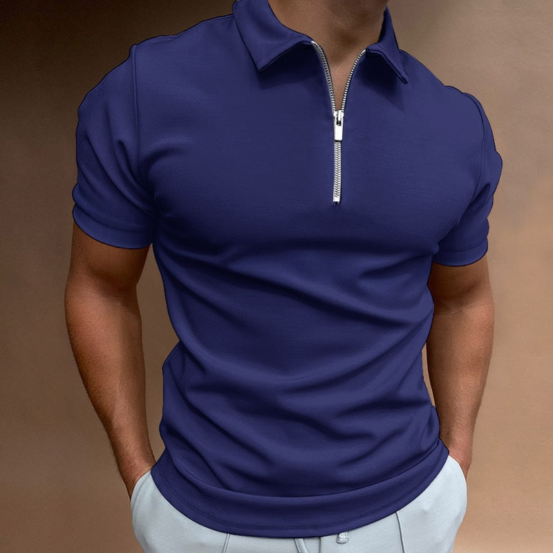 Casual heren poloshirt met ritssluiting, perfect voor lente en zomer. Comfortabel shirt voor elke gelegenheid.