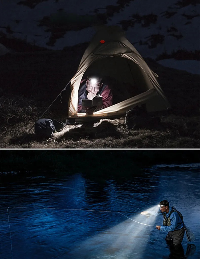 Lichtgewicht LED hoofdlamp voor veilige nachtwandelingen; waterdicht & krachtig voor elk avontuur.