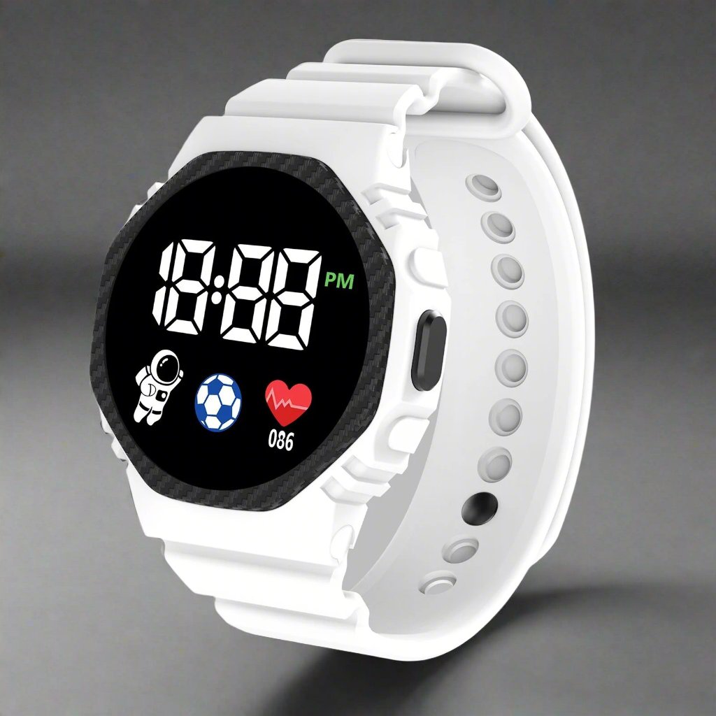 Avontuurlijk jongens en meisjes horloge met helder LED display. Perfect als verjaardagscadeau.