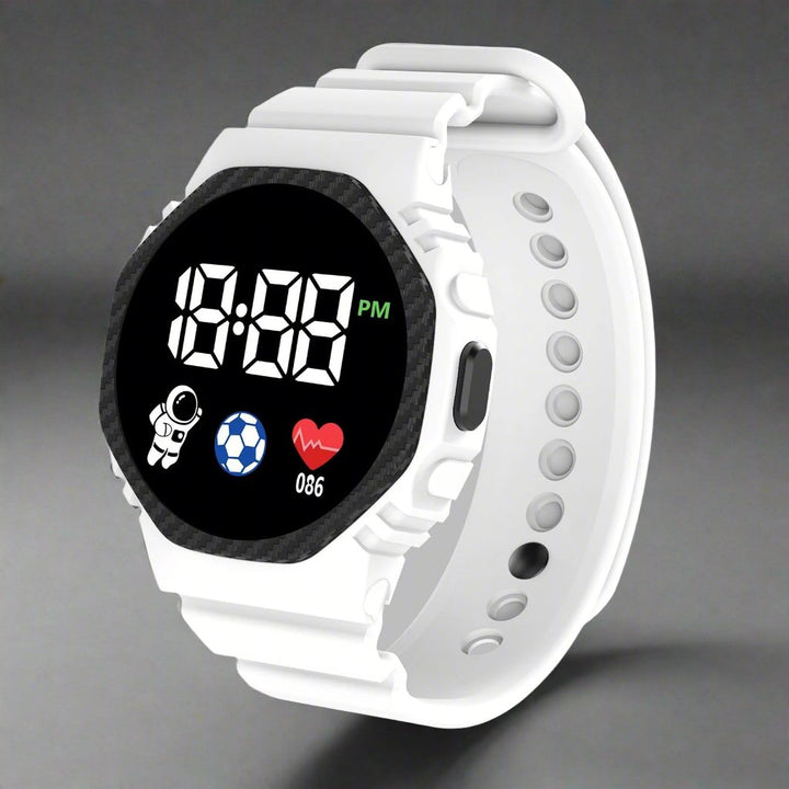 Avontuurlijk jongens en meisjes horloge met helder LED display. Perfect als verjaardagscadeau.