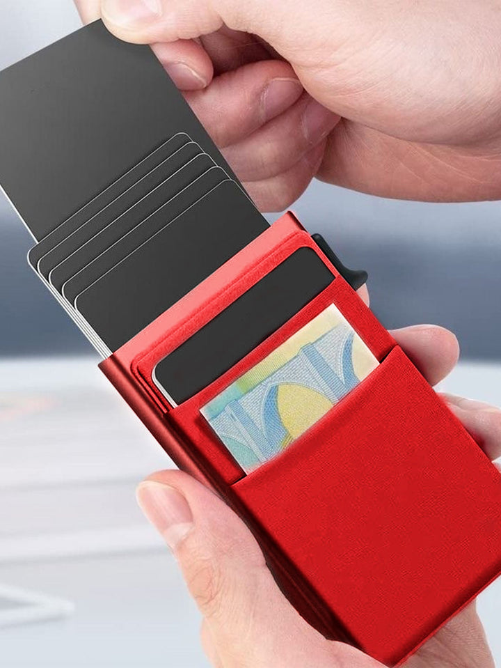 Metalen RFID portemonnee voor mannen, dunne mini kaartbeschermer met hoge beveiliging.