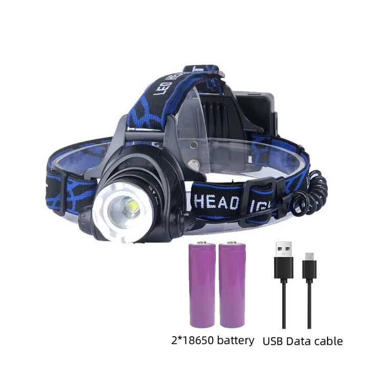 Veelzijdige LED hoofdlamp voor outdoor, vissen, klussen; waterdicht, duurzaam & krachtig led licht.