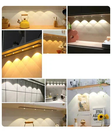 Set draadloze LED lampen met bewegingssensor, perfect voor flexibele en energiezuinige sfeerverlichting.