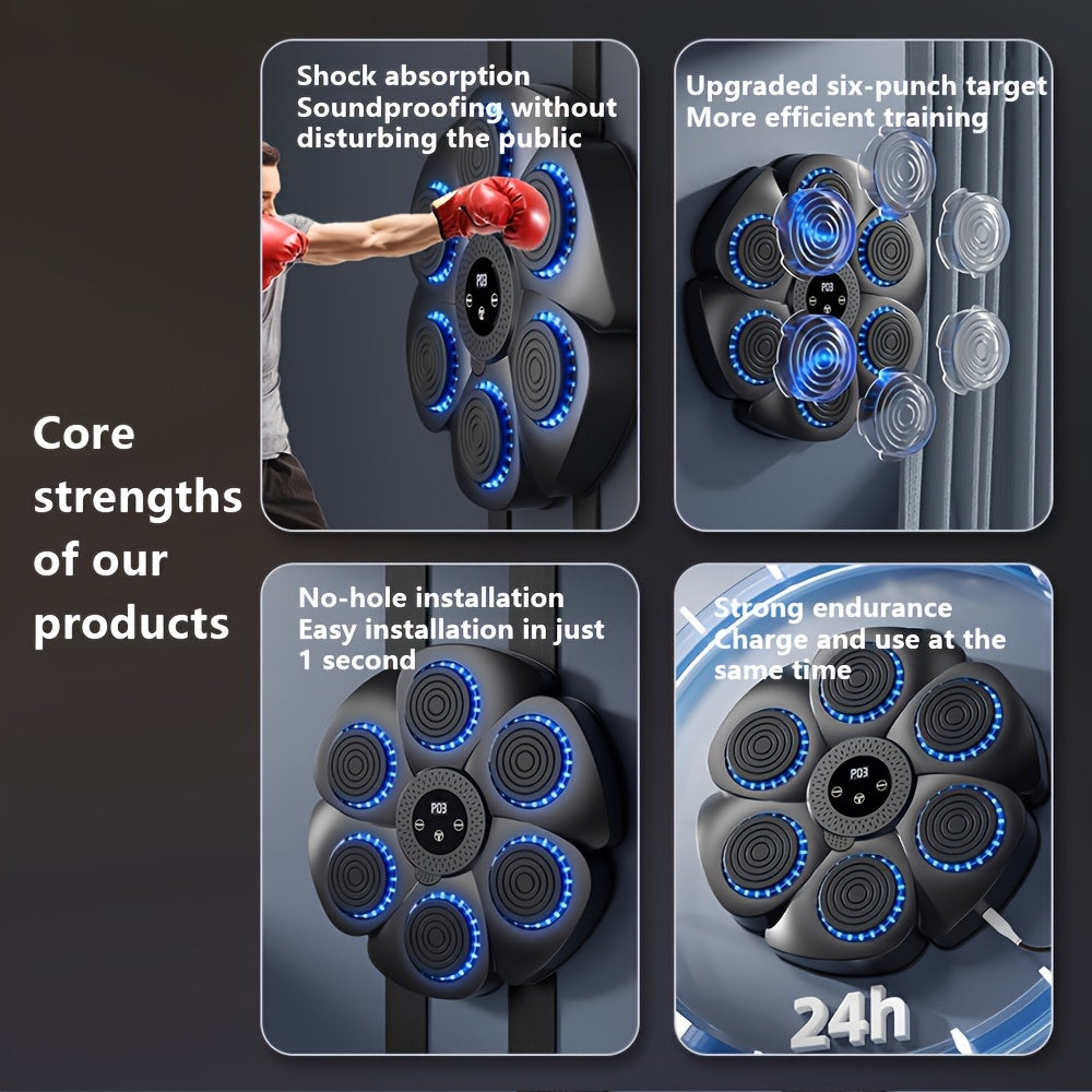 Draadloze, oplaadbare boksmachine met muziek; ideaal voor flexibele sporttrainingen.