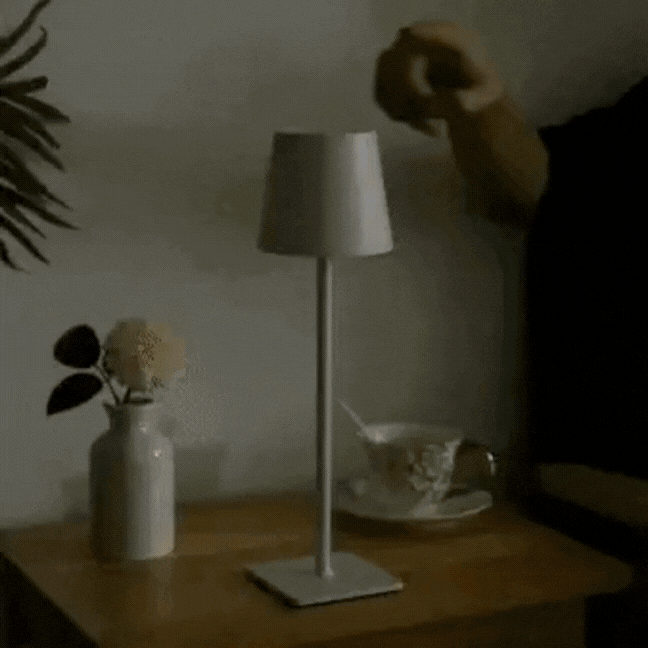 Oplaadbare draadloze LED lamp, klaar voor gebruik in elke binnen- of buitenomgeving.