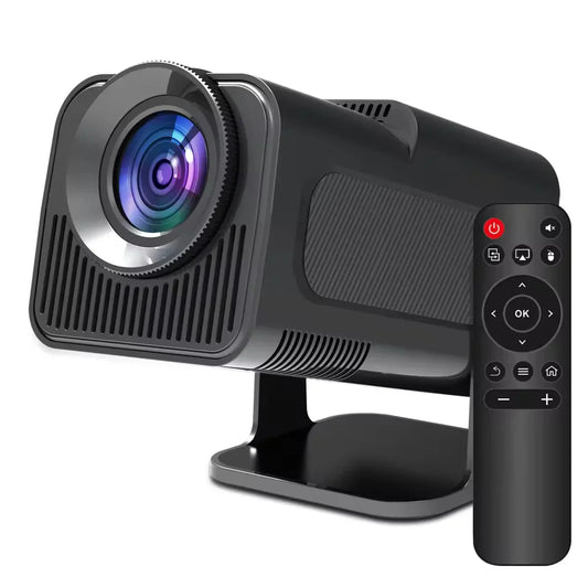 "Draagbare 4K projector met 1080p resolutie en Bluetooth 5.0, compact ontwerp, ideaal voor thuis en buiten filmbeleving"