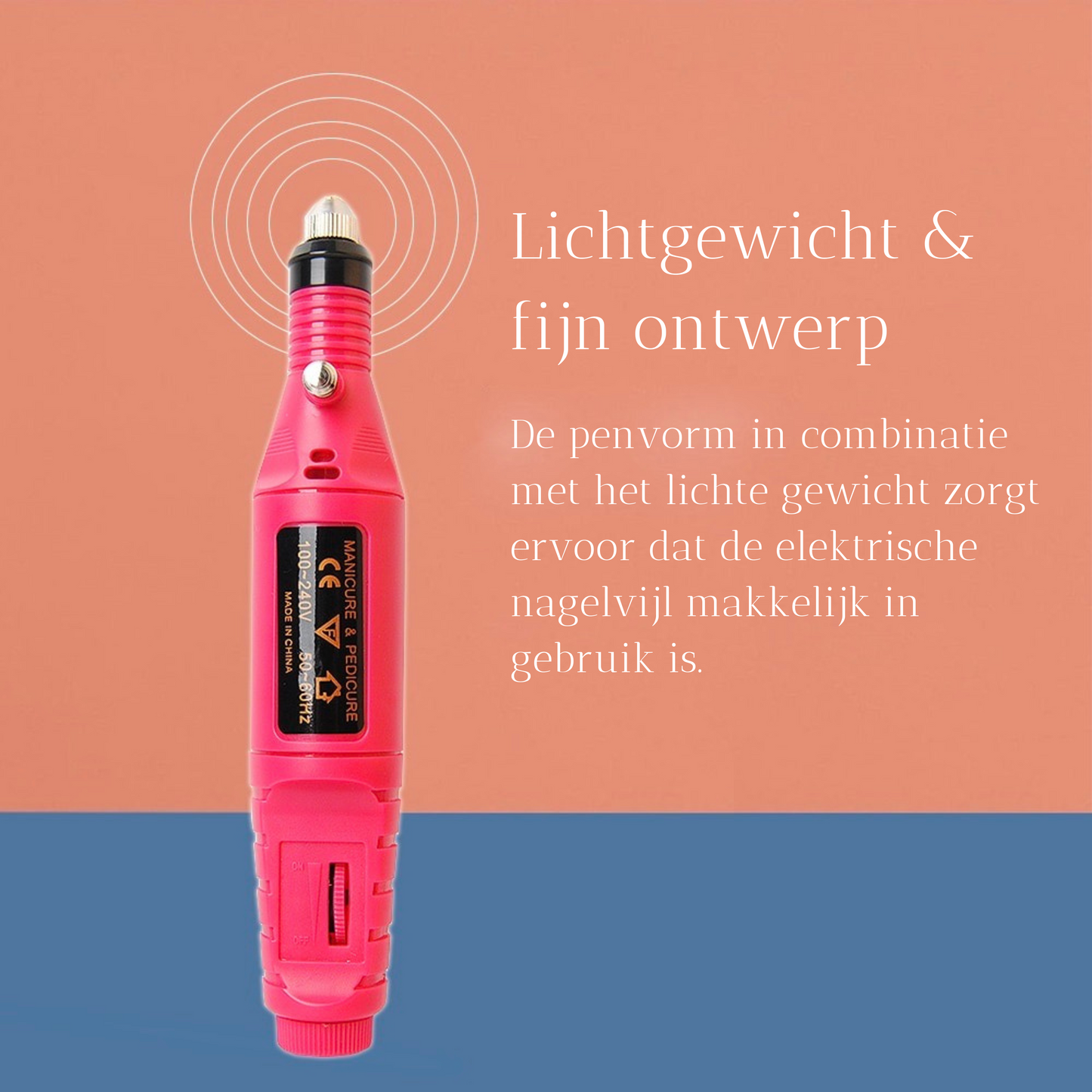 "Draagbare 6-in-1 elektrische nagelvijlset voor manicure en pedicure, inclusief 6 opzetstukjes, roze uitvoering."