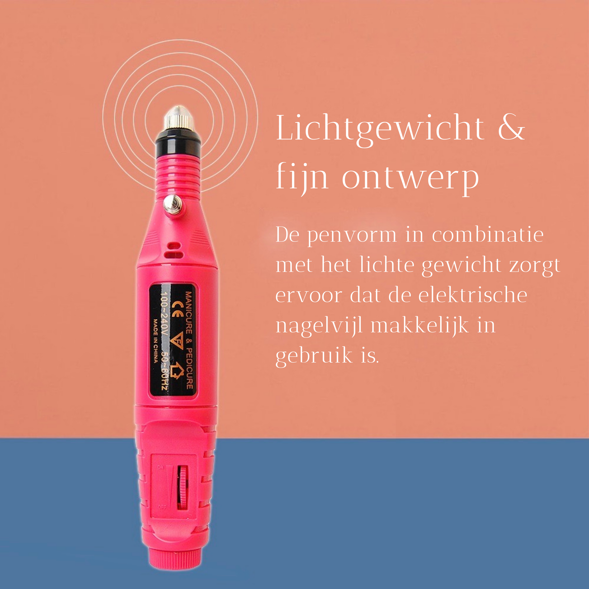 "Draagbare 6-in-1 elektrische nagelvijlset voor manicure en pedicure, inclusief 6 opzetstukjes, roze uitvoering."