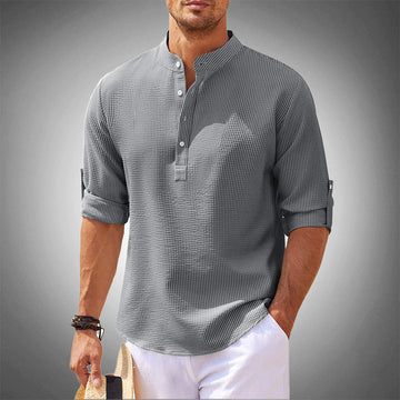 Veelzijdig herenoverhemd met lange mouwen, een must-have voor zomerse mannenmode. Stijlvol en ademend comfort.