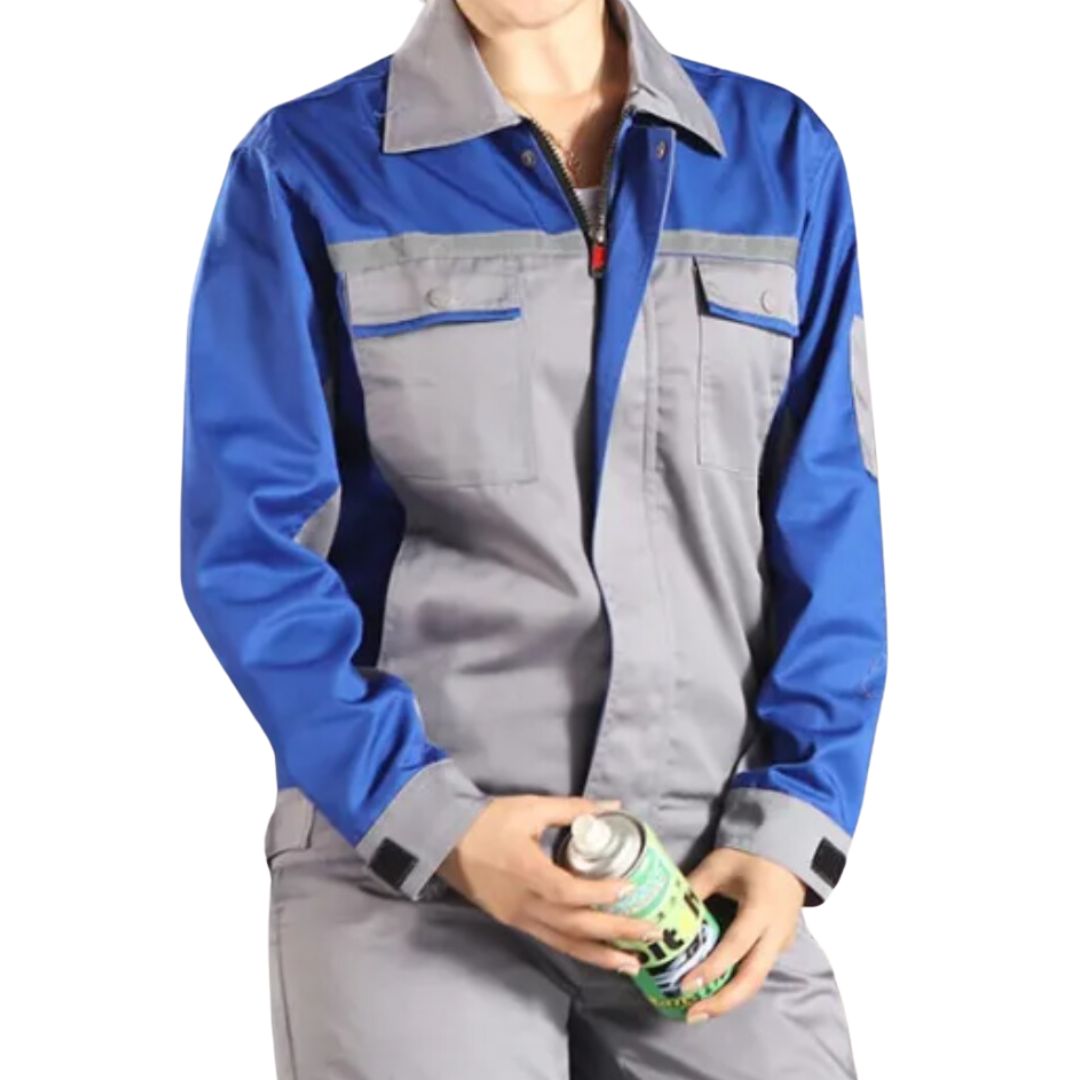 Duurzame unisex overall met reflectie aan de achterzijde, voor extra veiligheid en zichtbaarheid.