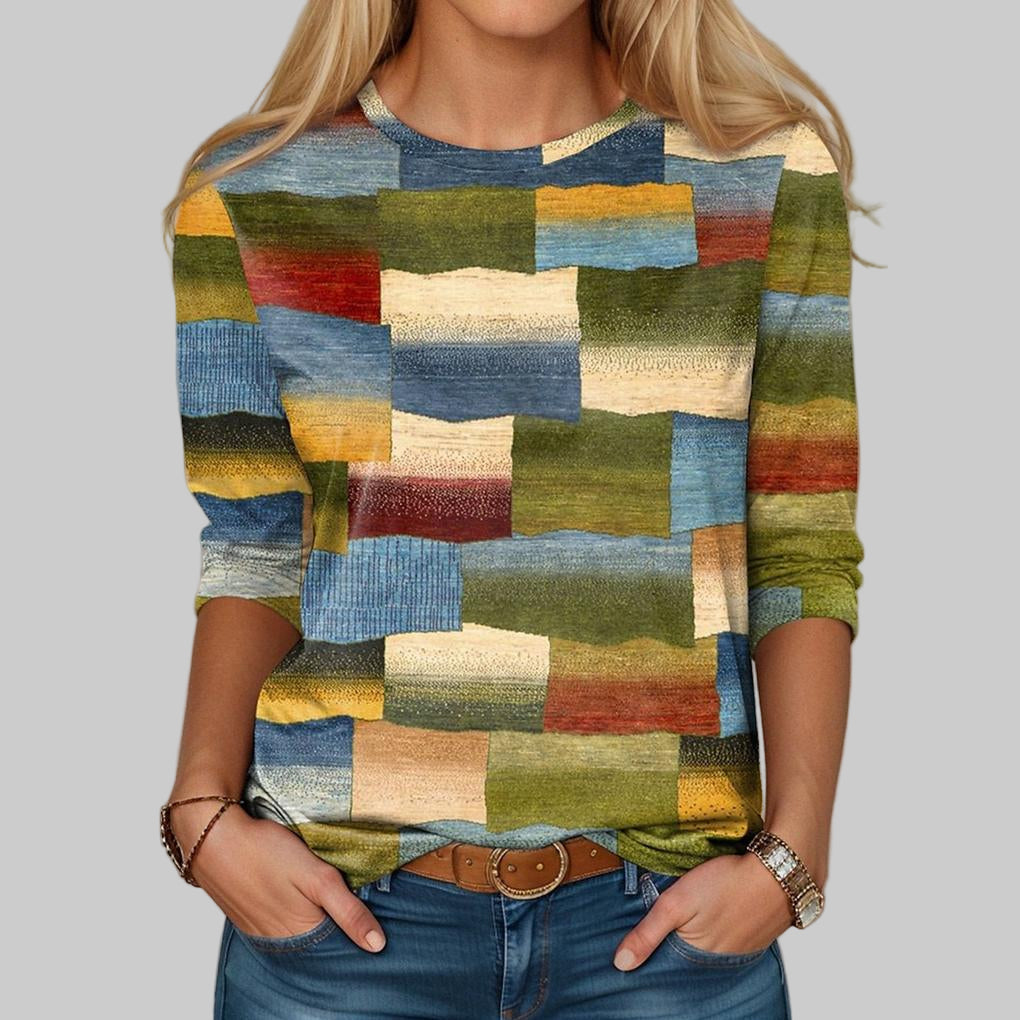 Unisex multicolor T-shirt met ronde hals en trendy kleurblokken, ideaal voor een casual zomerse look en comfortabele losse pasvorm.