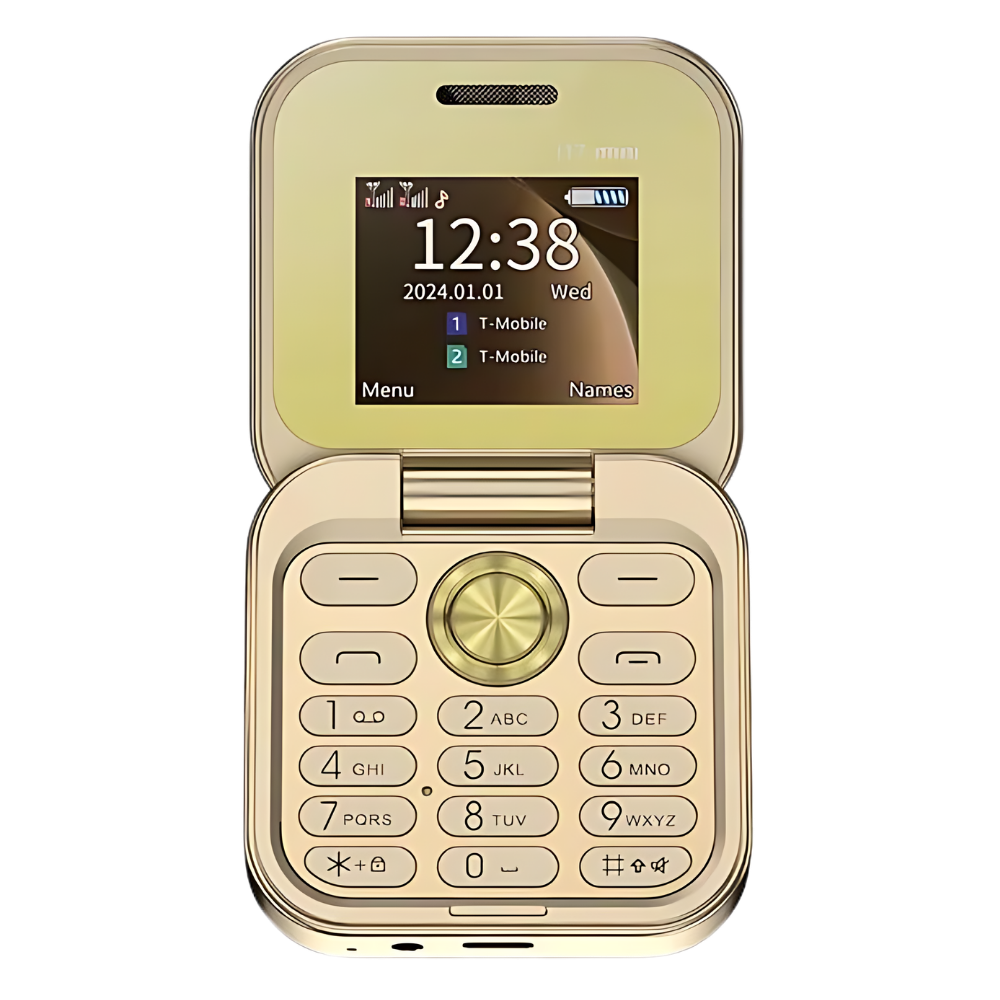Compacte klaptelefoon FlexFold in handpalm, benadrukt draagbaarheid en ergonomie.