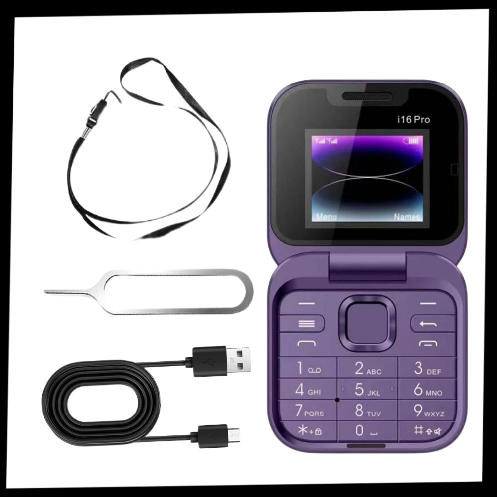 Robuuste, compacte klaptelefoon met stijlvol FlexFold ontwerp en Dual SIM functionaliteit.