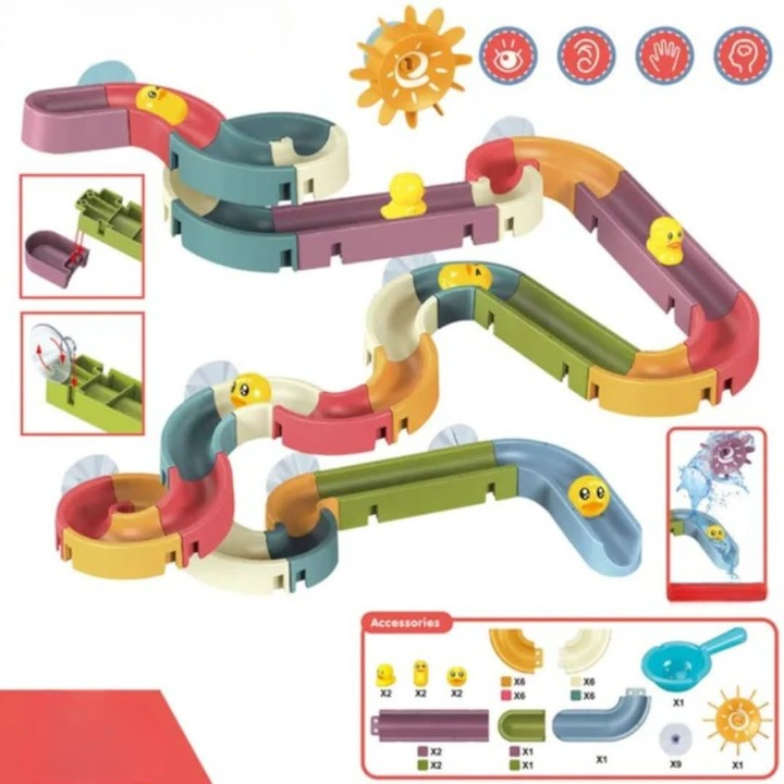 Uren waterpret met deze waterglijbaan badspeelset voor kinderen. Ontwikkel motoriek & creativiteit bij peuters/kleuters.