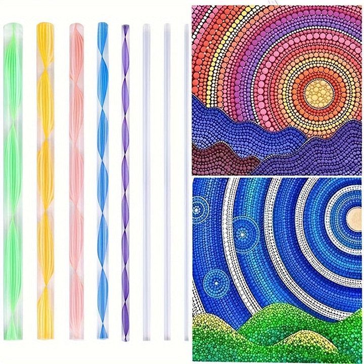 Variatie aan mandala dotting pennen en stippelgereedschap voor keramiek en ander creatief knutselen.
