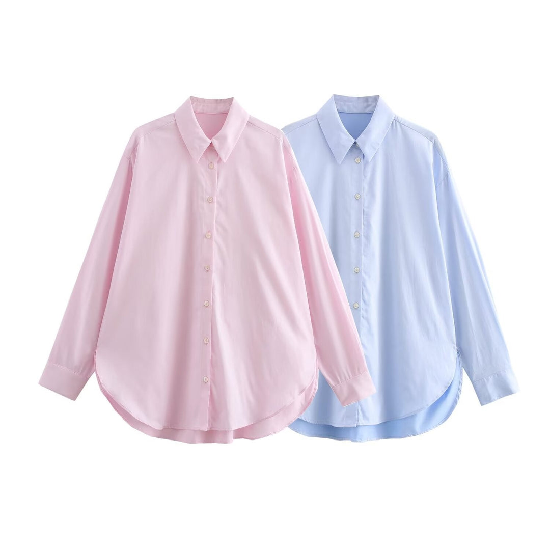 Klassieke oversized damesblouse, comfortabel en stijlvol, met knoopsluiting voor elke gelegenheid.