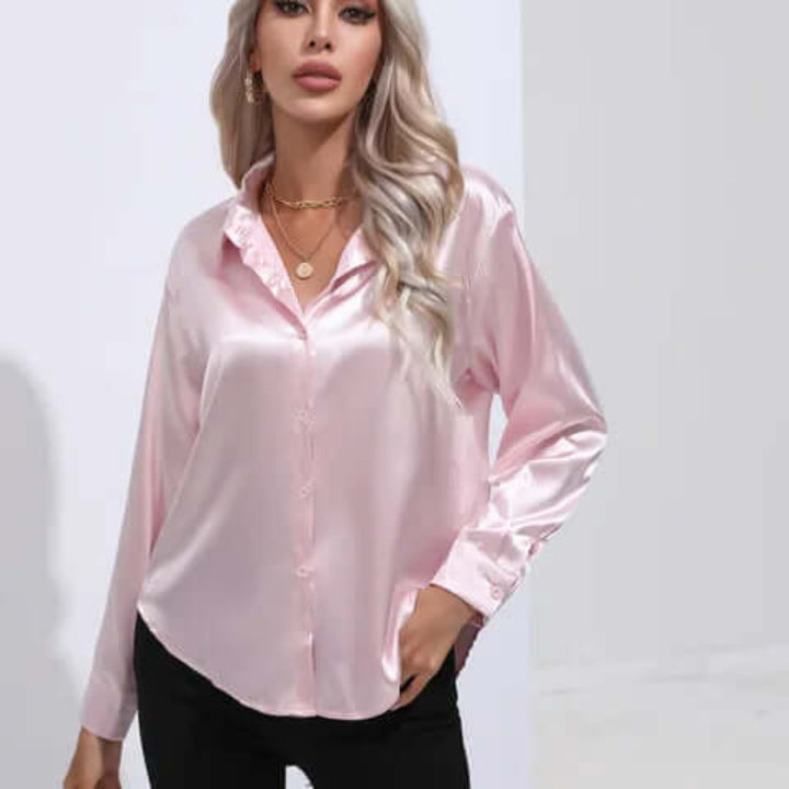 Damesblouse: losse pasvorm, lange mouwen, comfortabel en elegant voor casual en chique gelegenheden.