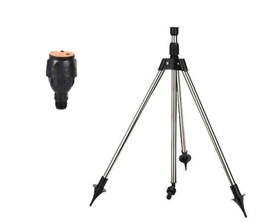 Duurzame RVS tuinsproeier met 360° rotatie en stabiel, verstelbaar statief voor jarenlange bewatering.