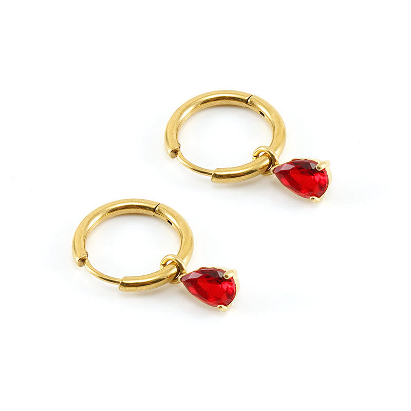 Dames granaat halsketting en oorbellen set, rode geboortesteen sieraden, ideaal als elegant cadeau.
