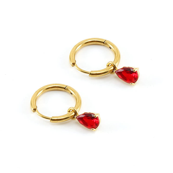 Dames granaat halsketting en oorbellen set, rode geboortesteen sieraden, ideaal als elegant cadeau.