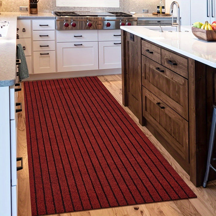 Veelzijdige loper voor binnen en buiten, wasbaar, antislip, modern strependesign, polyester.