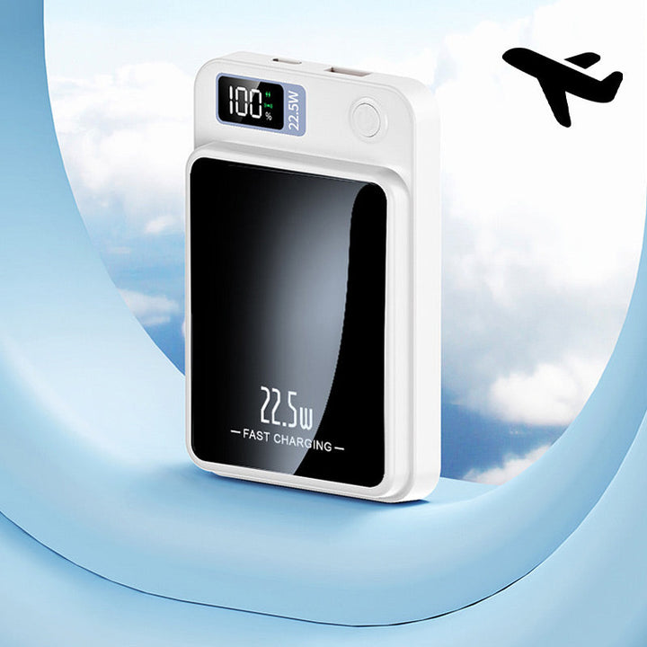 Stijlvolle draagbare powerbank met snellaadtechnologie, houdt je smartphone en tablet opgeladen onderweg.