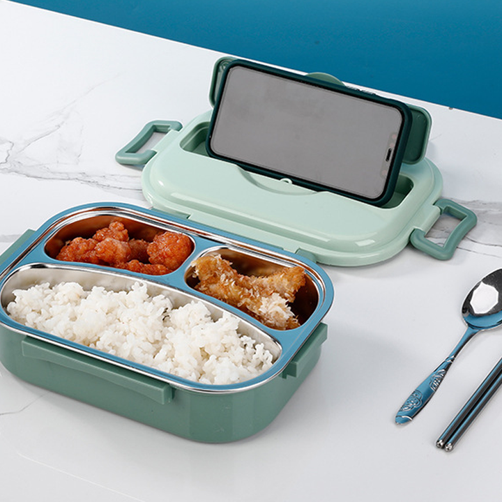 Thermische RVS bento lunchbox, perfect voor gescheiden, warme maaltijden. Duurzaam en draagbaar voor elk moment.