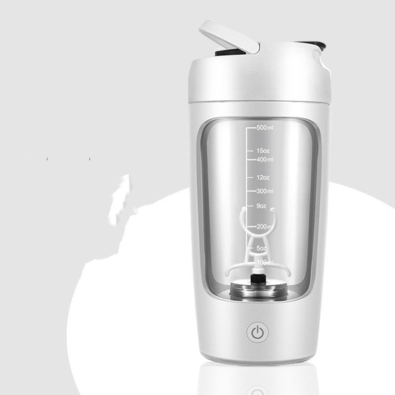 Compacte elektrische mixbeker van Tritan, USB-oplaadbaar, voor moeiteloos mixen van proteïne poeders.