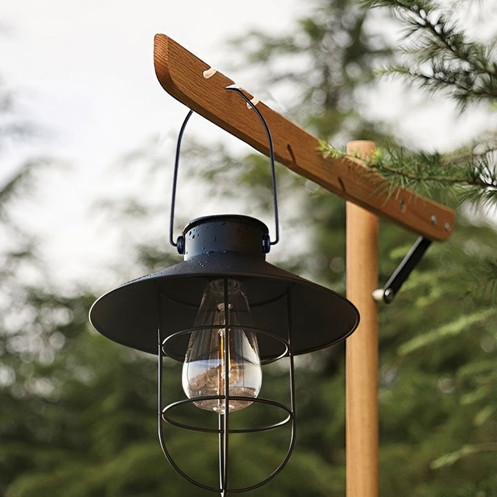 Set van 2 solar retro tuinlampen, vintage hanglantaarns voor buitenverlichting, terras en balkon decoratie.