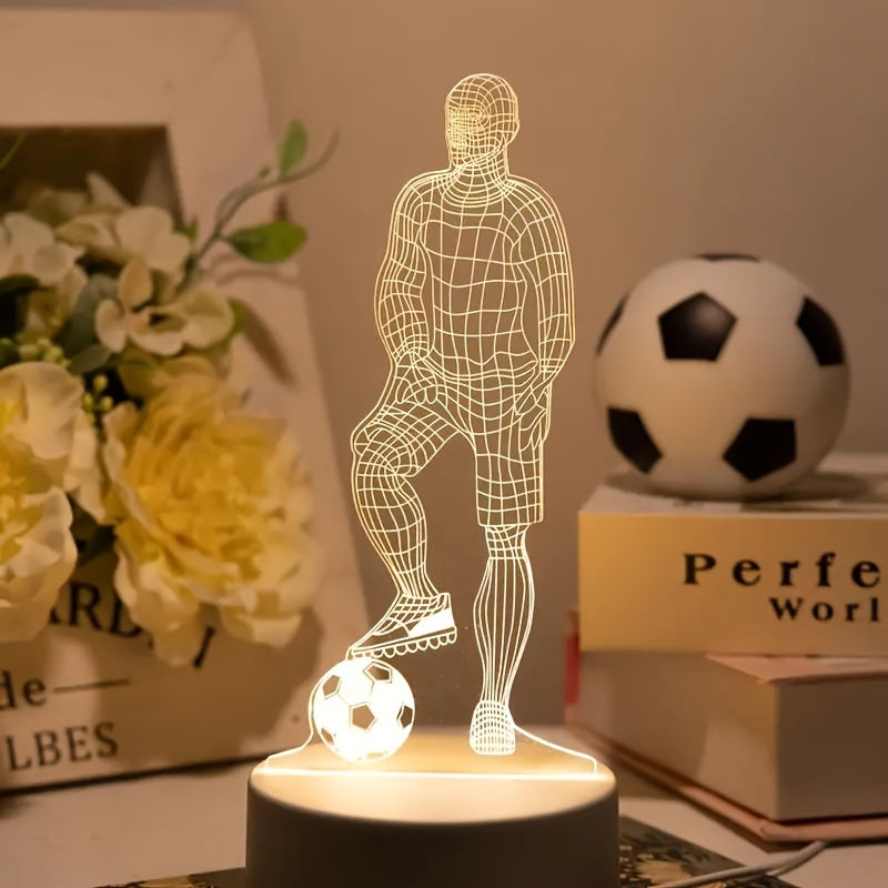 Spectaculaire 3D voetballer lamp, moderne LED decoratie die elke sportieve kamer verlicht.
