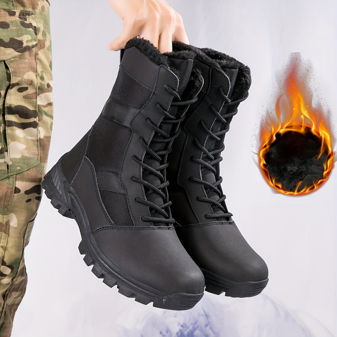 Heren warme winter wandelschoenen, waterdichte regenlaarzen met bontvoering voor optimale isolatie in de kou.