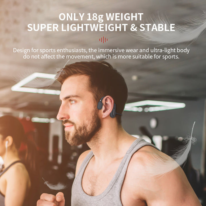 Ergonomische, comfortabele bone conduction koptelefoon, ideaal voor lange fitness sessies.