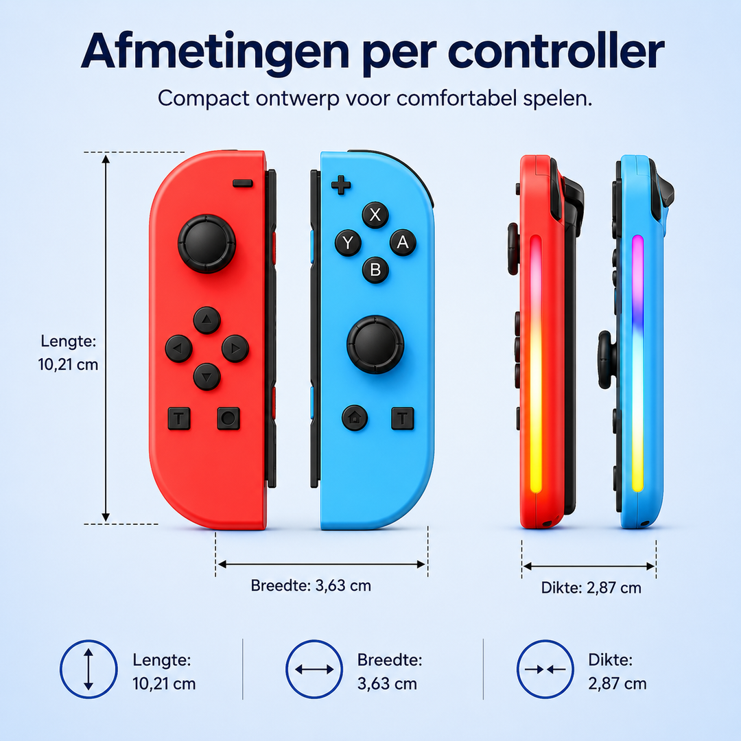 Bluetooth gaming joystick voor Nintendo Switch met comfortabel design en aanpasbare RGB.