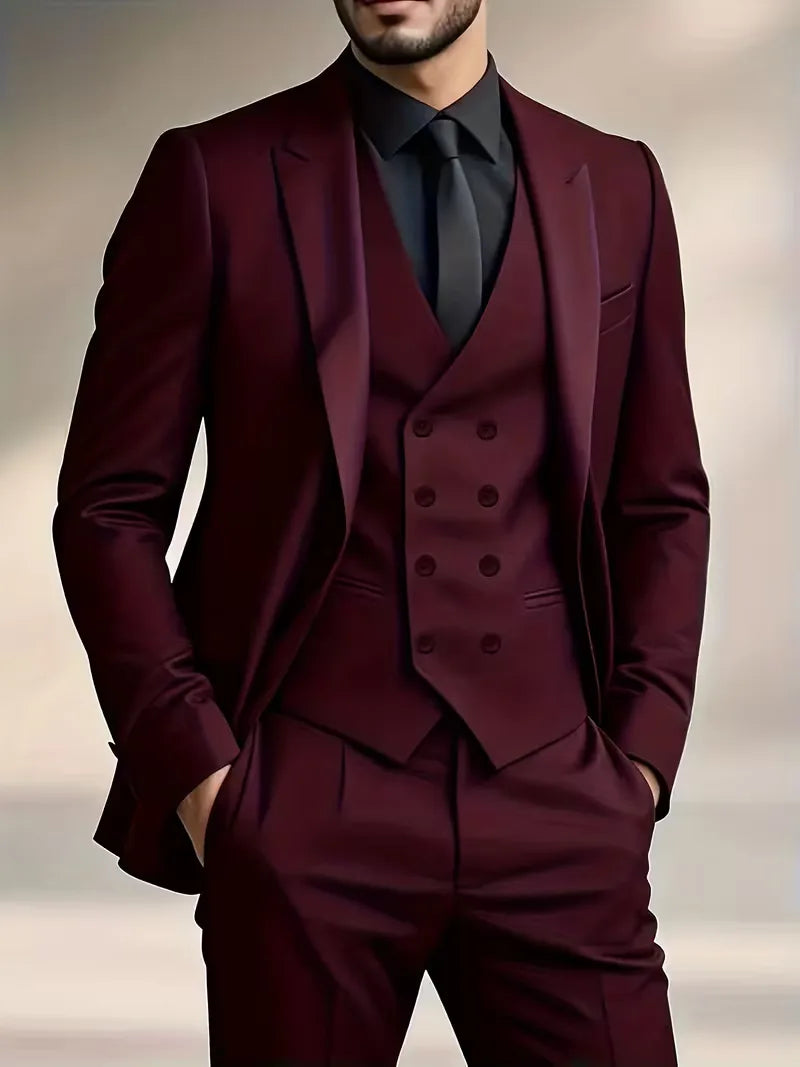 Feestelijk driestukspak heren, slim fit, creëert een onberispelijke look voor elke party.