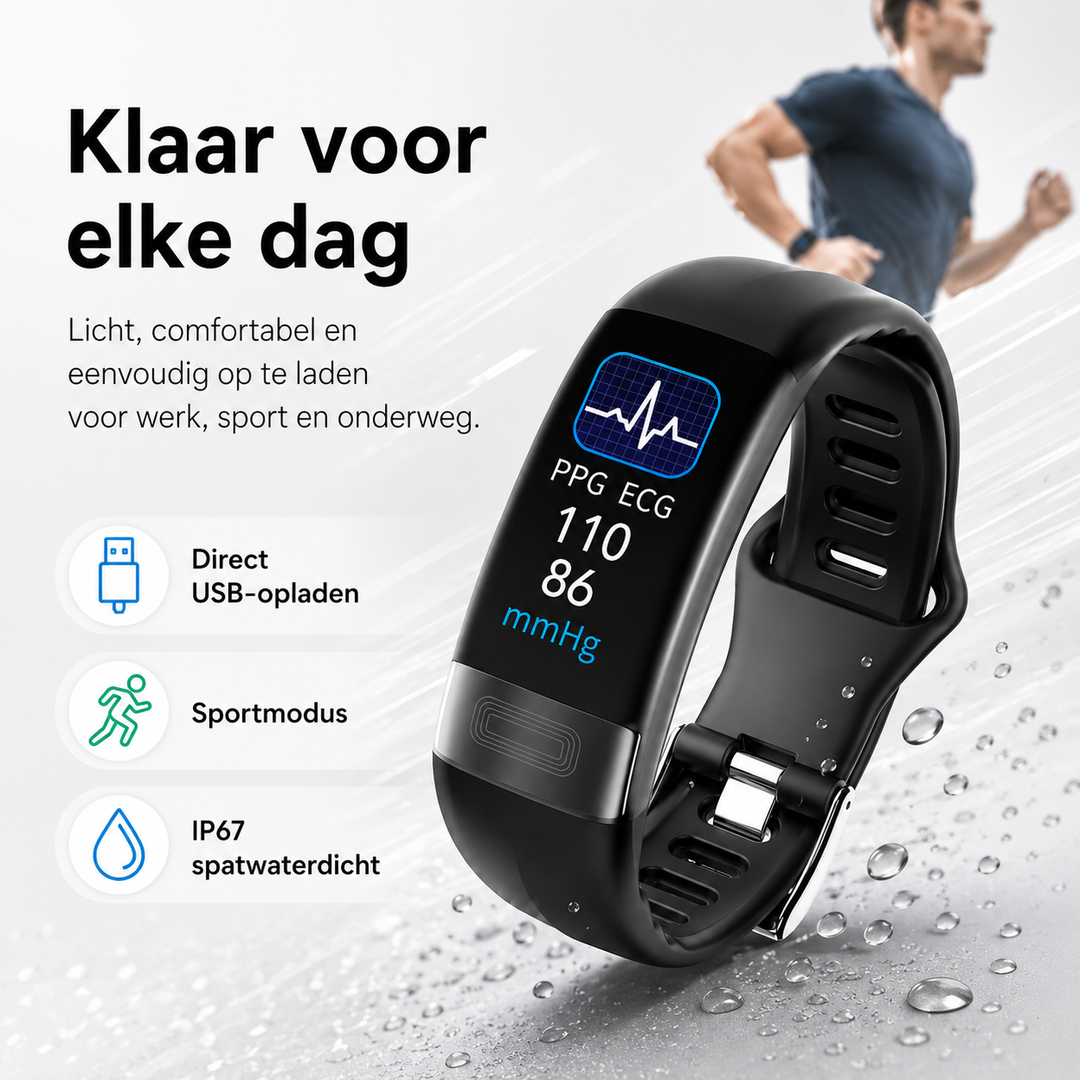 Slimme slaaptracker armband analyseert slaapkwaliteit. Unisex wearable voor beter herstel en gezondheidsinzicht.
