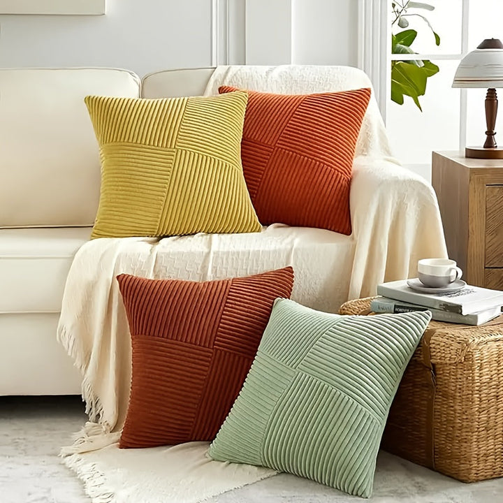 Trendy corduroy kussenhoezen (2-delige set) met Bohemian look; voeg direct stijl toe aan je interieur.