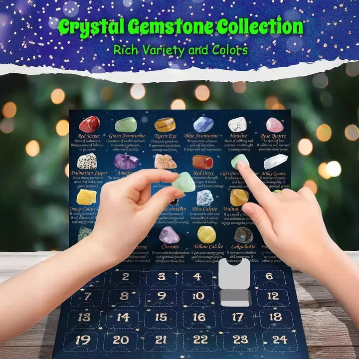 Uniek kerstcadeau: edelsteen adventskalender voor kinderen, bevordert interesse in geologie en mineralen.