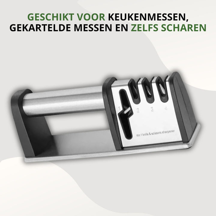 Ergonomische, universele messenslijper voor een scherpe keuken; onmisbaar kookaccessoire met 4 fasen.