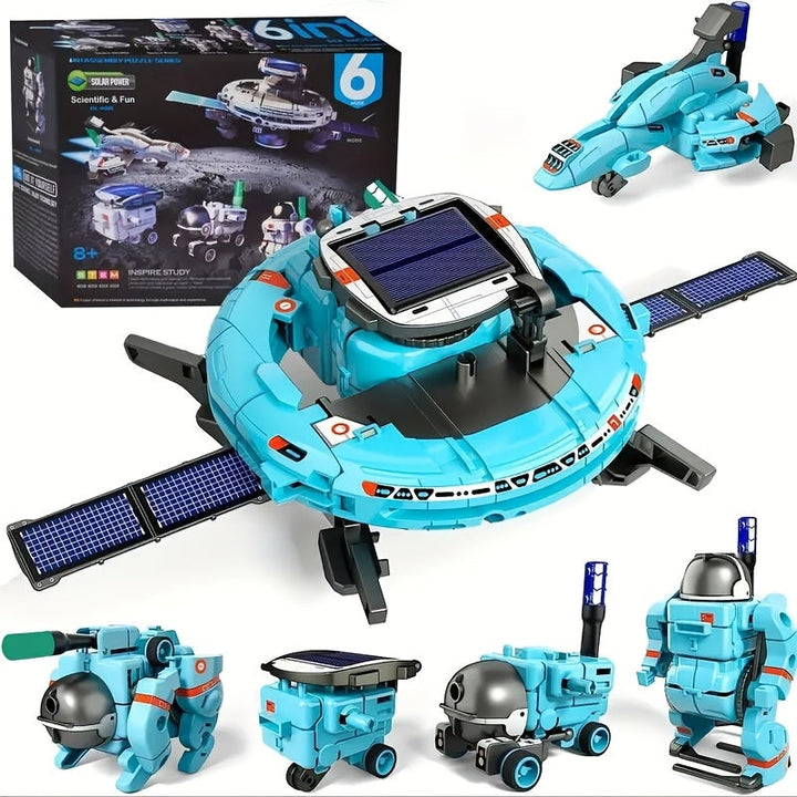 Educatieve 6-in-1 solar robot bouwset voor kinderen, stimuleert STEM leren en creativiteit met zonne-energie. Geschikt 8+.