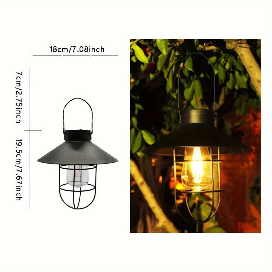 Set van 2 sfeervolle retro solar tuinlantaarns, hanglampen met vintage look voor gezellige buitenverlichting.