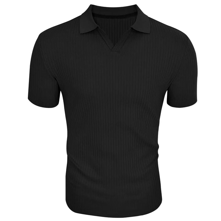 Hoogwaardig heren poloshirt met verfijnde textuur en slimfit pasvorm. Essentieel voor smart casual zomerse herenmode.