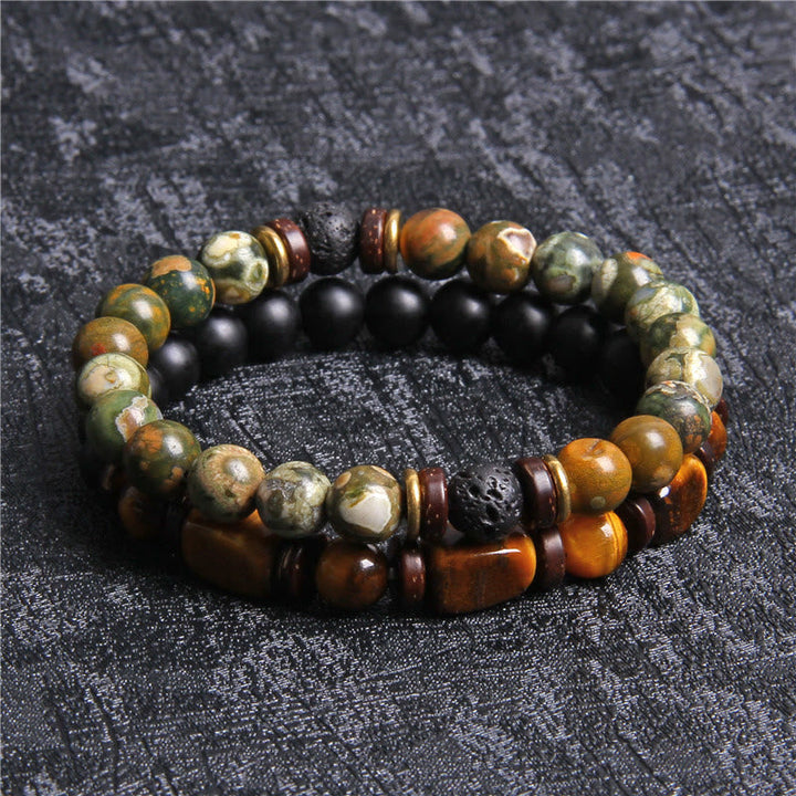 Sierlijke armband met tijgeroog en Afrikaanse turkoois kralen. Duurzaam natuursteen sieraad.