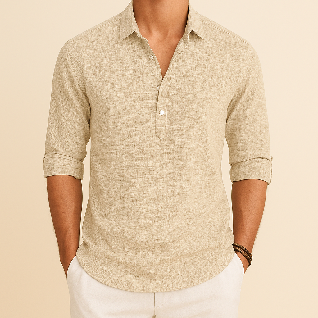 Modern heren overhemd met lange mouwen, losse pasvorm. Casual pullover design voor alledaags comfort.