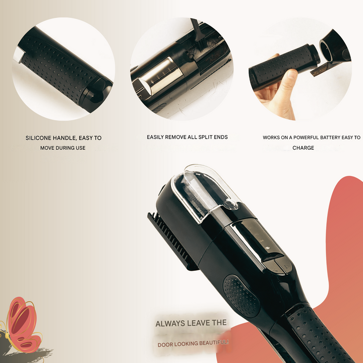 Cleo trimmer voor dames: vaarwel gespleten punten, hallo gezond haar. Essentiële haarverzorging tool thuis.