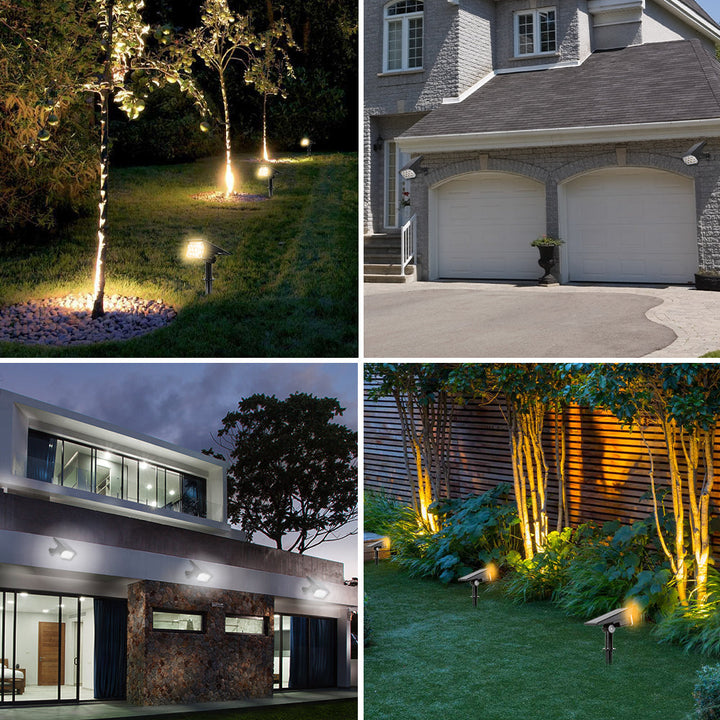 Moderne draadloze LED lamp met zonnepaneel. Duurzame buitenverlichting voor een sfeervolle tuin.