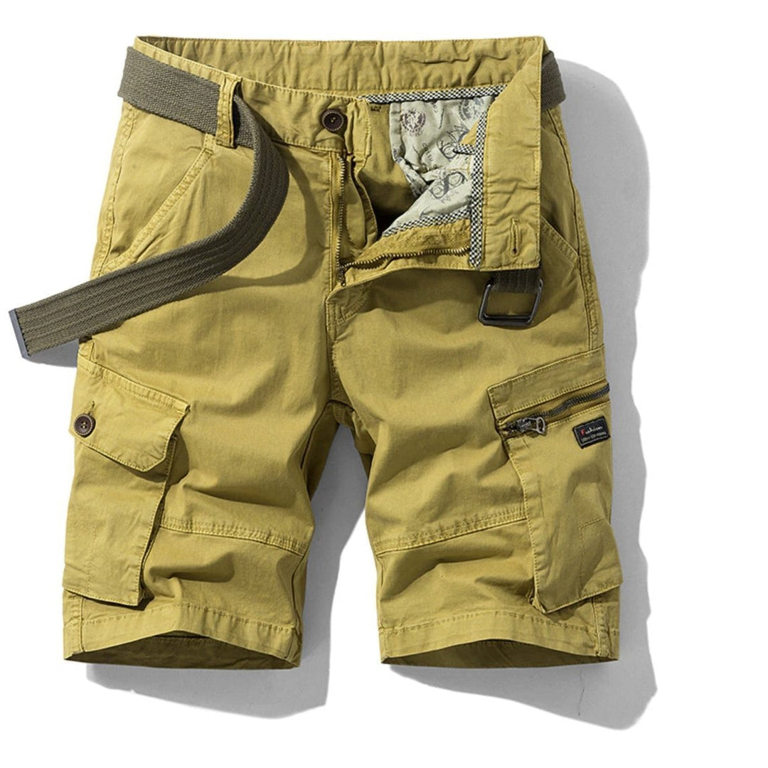 Multifunctionele grijze heren cargo shorts, perfect voor zomerkleding en buitenactiviteiten. Praktisch, stijlvol en met veel zakken.