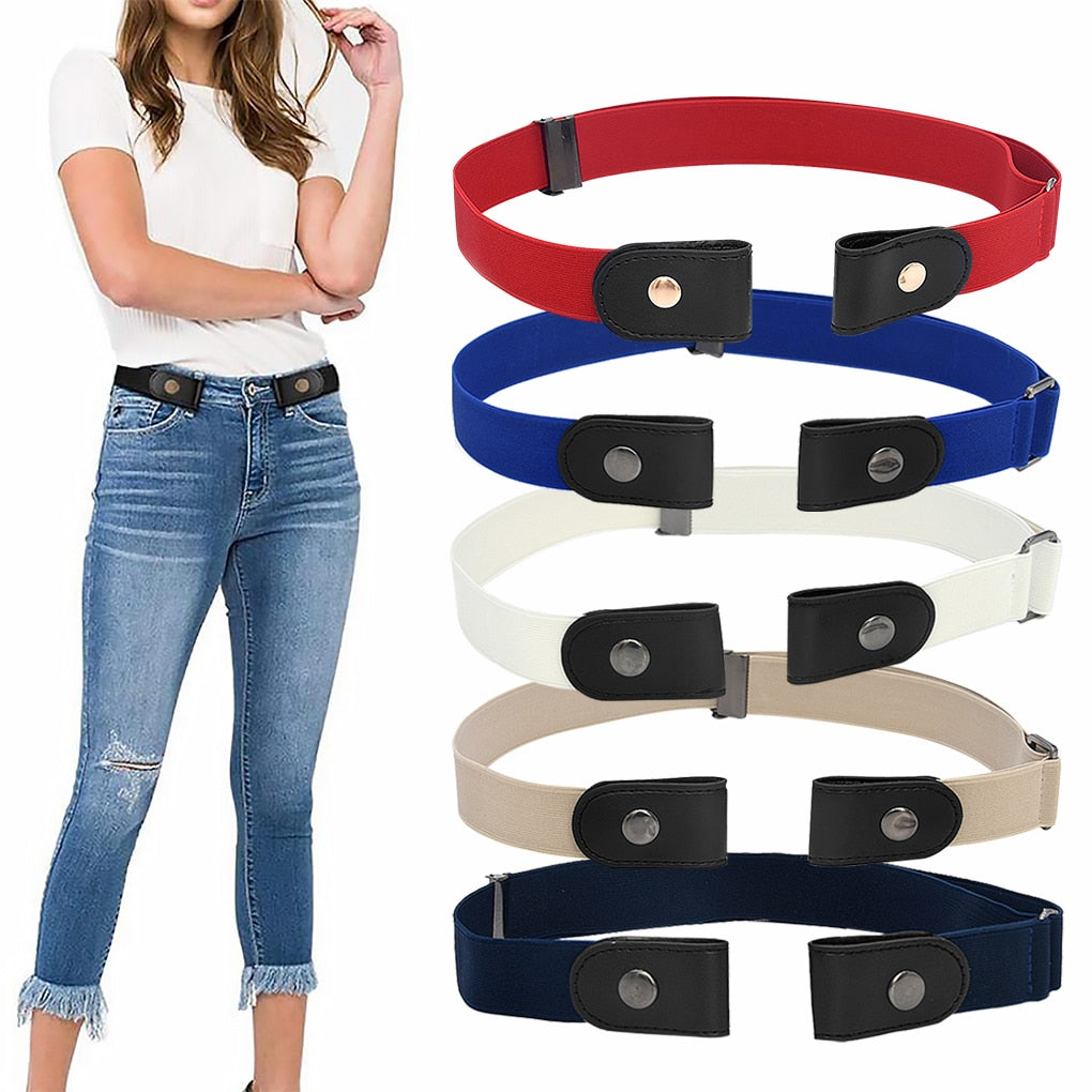 Dames elastische riem zonder gesp in zwart voor ultiem comfort en een strakke tailleband. Ideaal voor broeken.