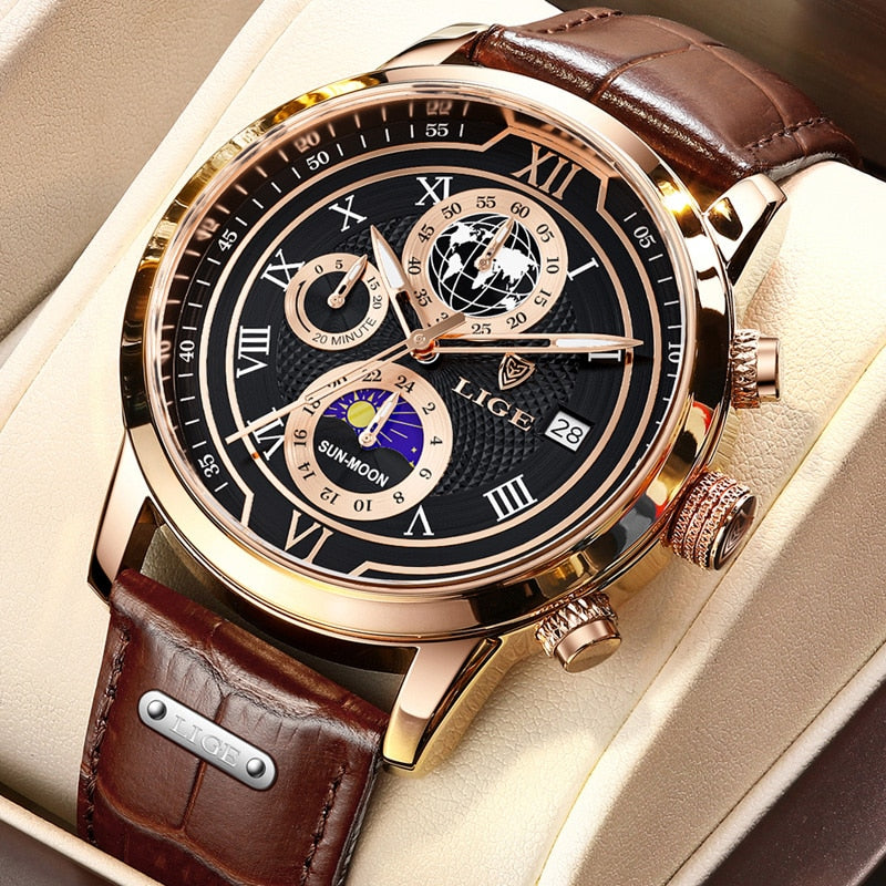 "Elegant heren chronograaf horloge, klassiek met moderne touch, luxe design, perfect accessoire voor elke gelegenheid."