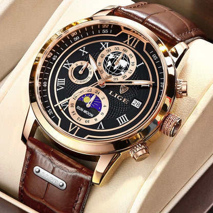 "Elegant heren chronograaf horloge, klassiek met moderne touch, luxe design, perfect accessoire voor elke gelegenheid."